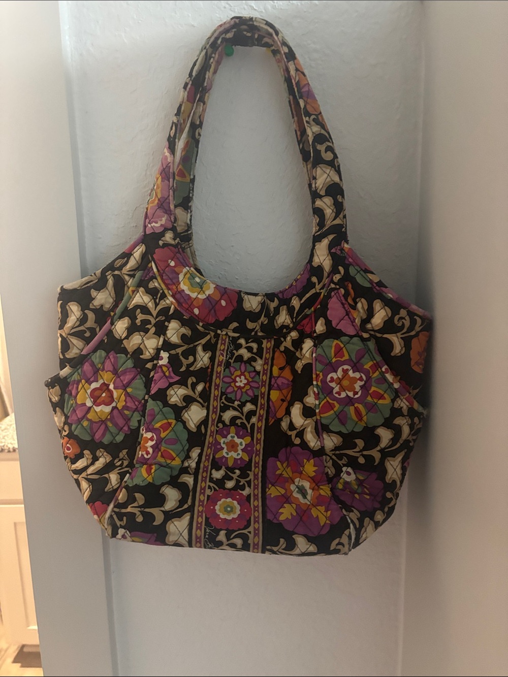 Vera Bradley Quilted Floral Tote Bag in Black and Multicolor